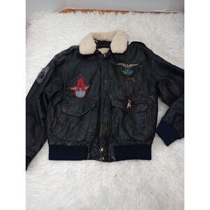 Alamo Men's BLK Leather Motorcycle Jacket Size Small